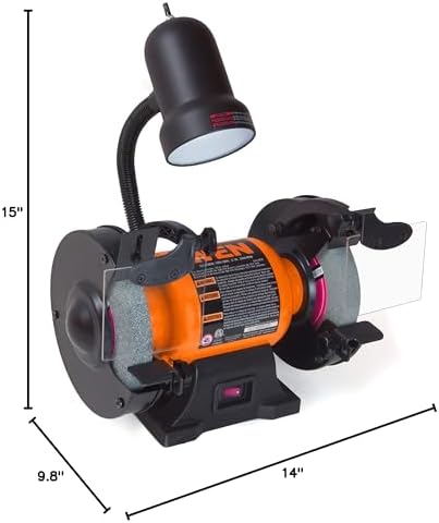 WEN BG4276 2.1-Amp 6-Inch Single Speed Bench Grinder with Flexible Work Light, Black,orange