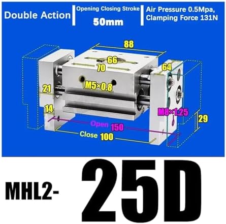 Double Acting Pneumatic Gripper Wide Type Air Gripper Parallel Cylinder Aluminium Clamps MHL2-20D MHL2-20D1 MHL2-20D2(MHL2-25D)