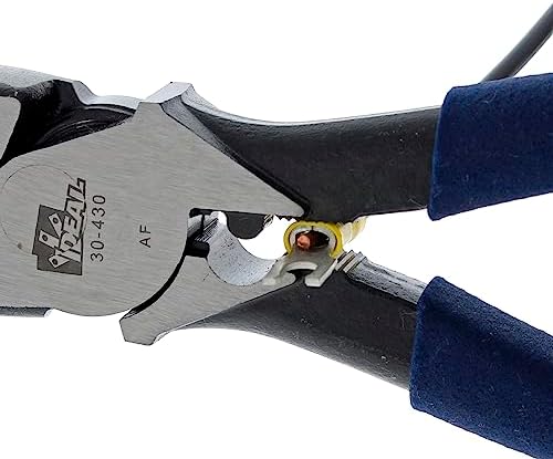 IDEAL Electrical 30-430 Standard Side-Cutting Pliers - 9.5 in., Linesman Pliers with New England Nose, Crimping Die, Fish Tape Puller, PVC Grip Handles