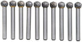 10Pcs/set 1/4 Dia. Ball Solid Carbide Burrs Heavy Duty Grinding Cutting Heads Chamfering Abrasion Industrial Deburring Rotary Tools for Curved Surfaces Round Slots Round-Bottom Holes.