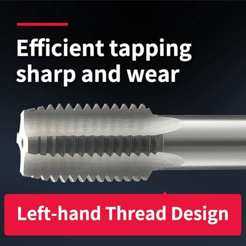 1 1/8-12 Left Hand Straight Flute Thread Tap Machine Tap HSS (High Speed Steel) Threading Tapping Repair Tools DRINYOUNG (1 1/8-12 Left)