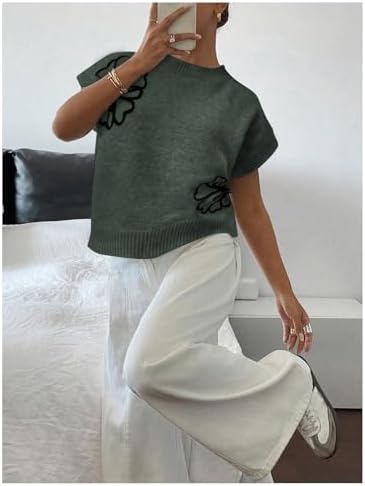 SOLY HUX Women's Short Sleeve Business Casual Sweater
