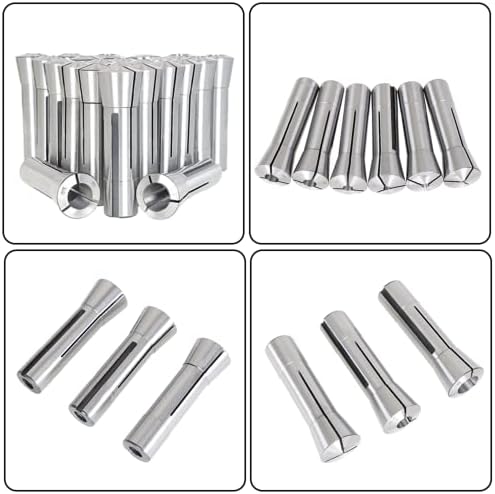 kimllier 23Pcs Mill Collets Set Mill Chuck Holder Kit 1/16-3/4 R8 Collet Set Threaded Internally 7/16-20 R8 Accuracy Round Spring Collet