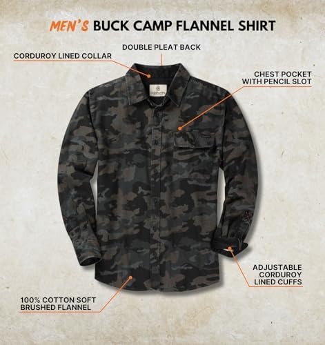 Legendary Whitetails Mens Flannel Long Sleeve Button Down 100% Cotton Shirt
