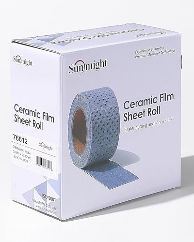 Sunmight Ceramic Film Sandpaper Roll 2.75" x 13.12yd 240G — Hook & Loop Sand Paper Sheets for Auto Body, Car Sanding, Wood, Metal, Longboard Block Tools | Wet Dry Automotive Shop Supplies, Wet Dry Use