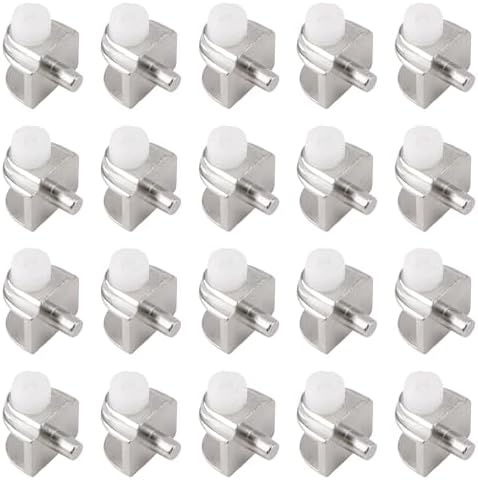 Adjustable Glass Shelf Bracket, 20Pcs Frameless Glass Shelf Holder Zinc Alloy Half Round Glass Clamp with Pin Wall Mounted Clips for 3-10mm Glass Shelves