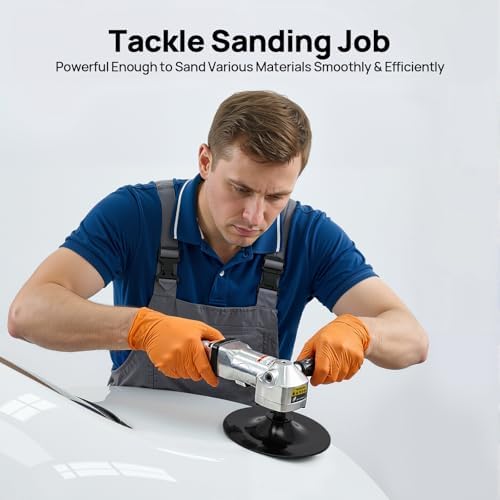 7-Inch Pneumatic Air Angle Sander Polishing Machine,4000 Rpm High Speed Air Angle Floor Stones Grinder,Lightweight Press-Type Pneumatic Polisher Sanding Tool for Polishing Car,Furniture,Stone