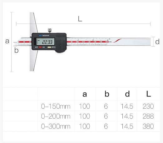 Depth Gauge Vernier Caliper,0-6"/150mm,0-8"/200mm,0-12"/300mm (Digital 0-150mm)