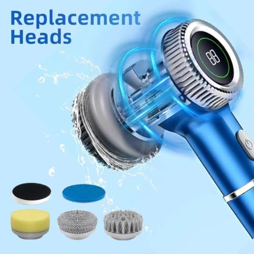 Cordless Electric Spin Scrubber with 5 Brush Heads, 3-Speed Cleaning Brush