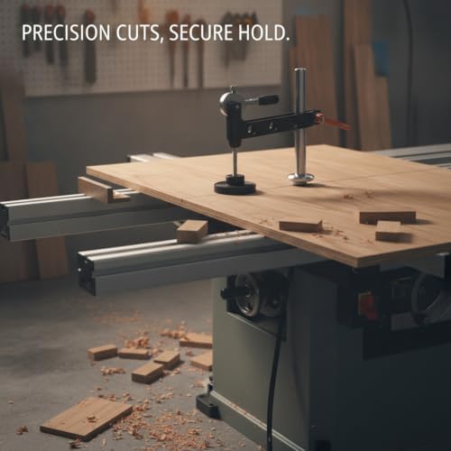 Iron Panel Saw Hold-Down Clamp for Woodworking, Horizontal Workholding Device Secures Large Sheets for Straight Cuts, Black Finish
