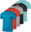 5 Pack Men's Dry Fit Workout T Shirts Crew Neck Athletic Gym Running Tees