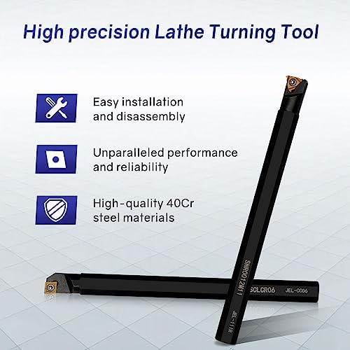 Indexable Lathe Turning Tool 21Pcs Kit 1/2'' 12mm Shank 7 Pcs Metal Lathe Tool Holder Set with 14 Pcs Turning Inserts for Turning Grooving Threading Boring Carbide Inserts Carbide Turning Tool