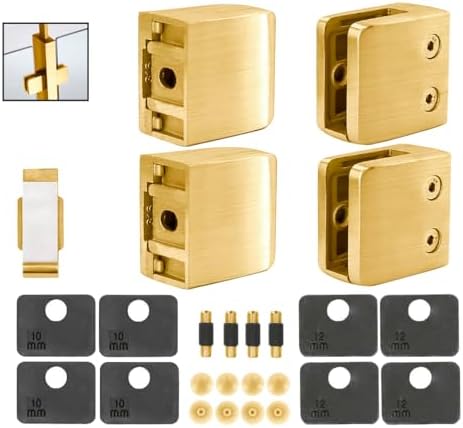 Stainless Steel 316 Square Flat Back Glass Clamp 55 x 55 mm for 3/8" - 1/2" Tempered Glass or Laminated Glass, Satin Gold Finish, GC-056SG, 40 Pieces
