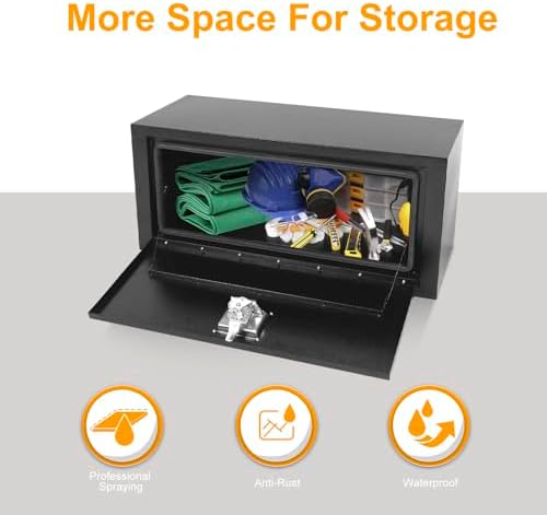 30 Inch Underbody Truck Box Steel Storage Tool Box,30" x 12" x 14" Tool Chest Organizer w/Lock and Keys For Pickup,Truck Bed, RV, Trailer,Heavy Duty Waterproof Black box