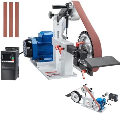 VEVOR Belt Grinder Sander, 72 x 2-Inch Variable Speed Belt Polisher with VFD, 1500W 2HP Polishing Grinding Machine with 3 Grinding Moulds & 3PCS Sanding Belts for Metalworking, Knife Making