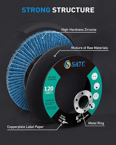S SATC 4.5" x 7/8" Inch Flap Discs 40 Pack Grinding Wheels 120 Grit T29 Zirconia Flap Wheels for 4 1/2 Inch Angle Grinder Metal Stainless Steel