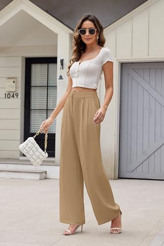 KICZOY Women Casual Wide Leg Dress Pants High Waist Lightweight Flowy Pants