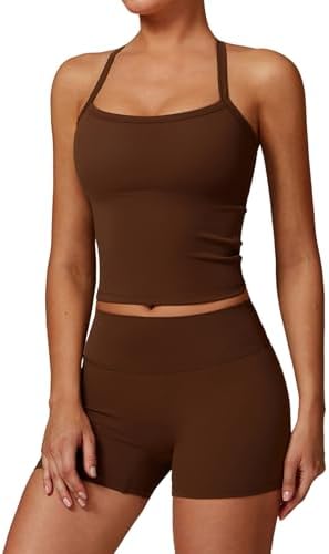 QBGJTD Two Piece Workout Sets For Women Tank Top Matching High Waist Booty Lifting Shorts Gym Yoga Active Wear Outfits