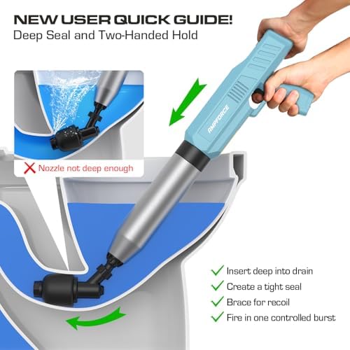 Electric Toilet Plunger, Heavy-Duty Clog Remover, Dusty Blue
