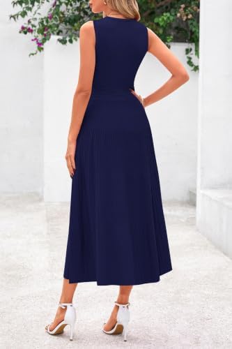 PRETTYGARDEN Women's Summer Pleated Midi Work Dress