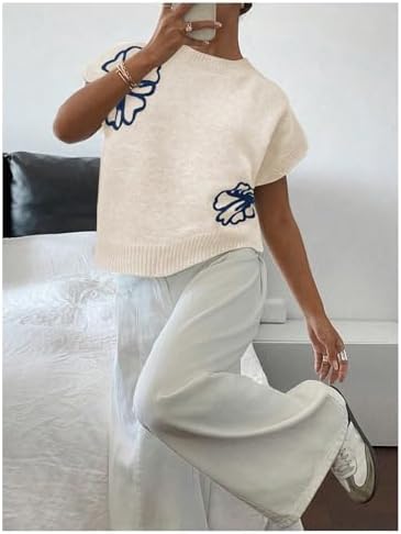 SOLY HUX Women's Short Sleeve Business Casual Sweater