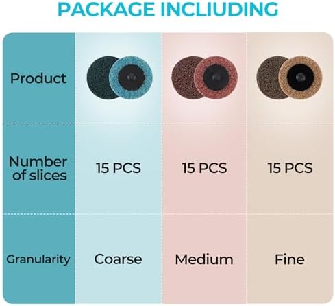 46 PCS Sanding Discs 2 Inch Quick Change Sanding Discs Die Grinder Sanding Disc Fine Coarse Medium Surface Conditioning Discs for Burr Finish Rust Paint Removal
