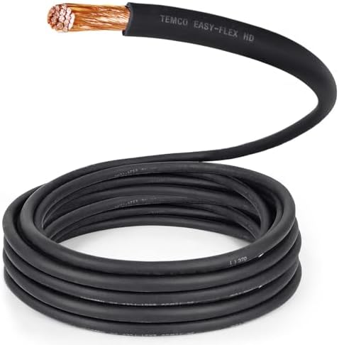 TEMCo 3/0 Gauge AWG 85 Ft Black Flexible Pure Copper Made in USA Welding Cable Battery Wire - Heavy Duty Solar, Inverter, Car, RV, Truck