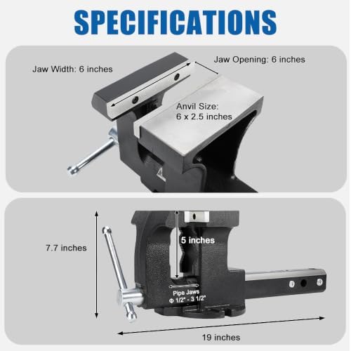 Hitch Vise for Truck, 6 Inches Jaw Width