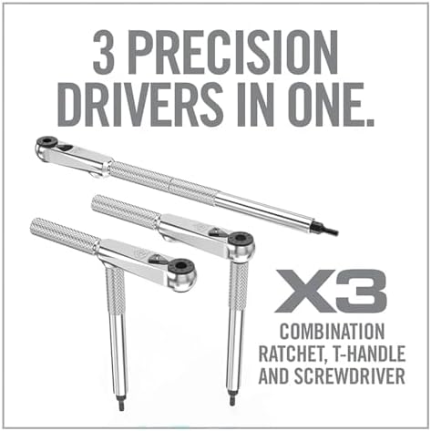 Real Avid X3 Precision Screwdriver Set with 1/4 Ratchet Wrench Bit Driver & Bit Extension - Tool Kit Includes Torx, Hex, Phillips, Flat & Square Bits (56 Piece)