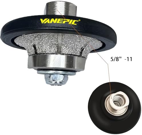 3/8 inch B10 Diamond Demi bullnose Half Bullnose Profile Wheel Diamond Hand Profiler Router Bit with 5/8-11 Thread for Grinder Polisher Granite Marble Concrete and Countertop Edge Shaping