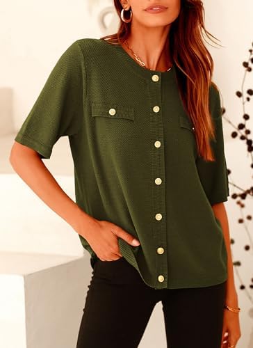 PRETTYGARDEN Women's Summer Casual Button Down Shirts