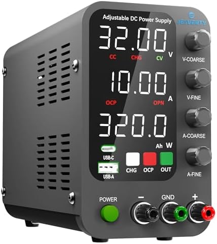 DC Power Supply Variable, 0-32V 0-10A Switching Bench Power Supply with Intelligent Charging Mode, 20W USB & Type-C Quick-Charge, Encoder Knob, Output Switch, 4-Digit LED Display - SPS-3010C