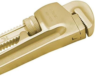 WEDO Pipe Wrench 40 * 300mm,Non-Sparking Pipe Wrench,Spark-Free Straight Plumbing Wrench,Aluminum Bronze