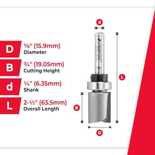 Amana Tool 45483 Carbide Tipped Flush Trim Plunge Template Router Bit 5/8 Dia x 3/4 x 1/4 Inch Shank with Upper Ball Bearing