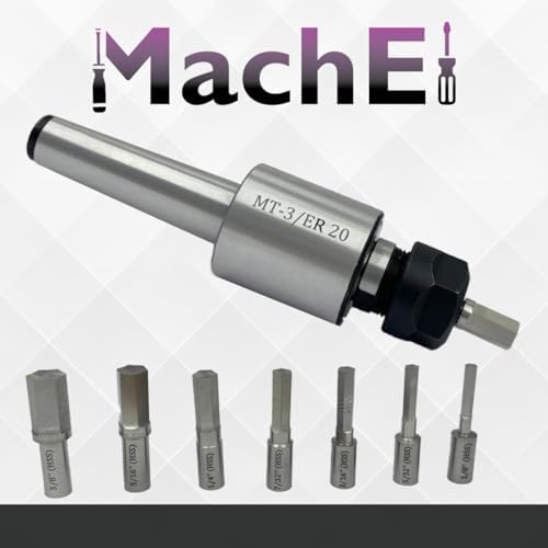 MachEl MT3 Shank Rotary Broach Kit with ER-20 Adapter & 7-Piece Hex Broach Set – Premium Precision Tools for CNC and Milling Operations