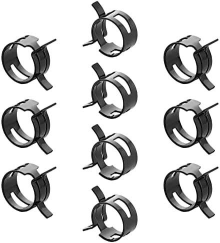 10pcs 0.83" ID Constant Tension Band Hose Clamps, 21mm Spring Band Type Action Hose Clamp Manganese Steel Fuel Line Clamp Low Pressure Air Clip Clamp for Fuel Hose Line Water Pipe Air Tube black