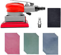 DATOUBOSS Pneumatic Palm Sander Square Air Random Orbital Sander for Car Waxing，Auto Body Work, Wood working Car Polisher Sets with Sanding Pad and 15 Pcs Sandpapers