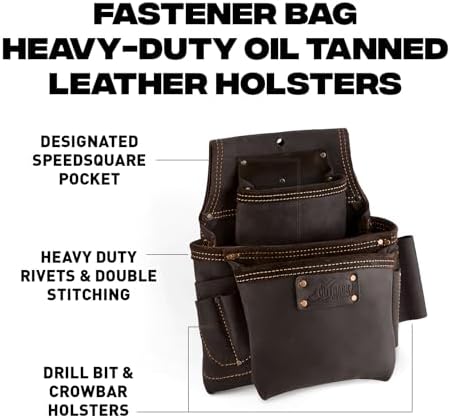 Ox Pro Full Grain Leather Tool Pouches - Made with Double Stitching and Rivet Reinforced Pockets