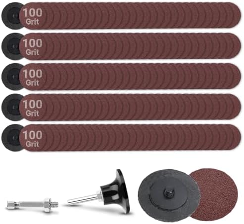 150Pcs 2 inch R-Type Quick Change Aluminum Oxide Surface Conditioning Sanding Discs Set 100 Grit with Adapter & Backing Pad