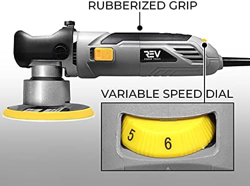 VViViD REV Random Orbit Buffer & Polisher, Paint-Safe, 2000-6400rpm, with 3 buffing cutting pads