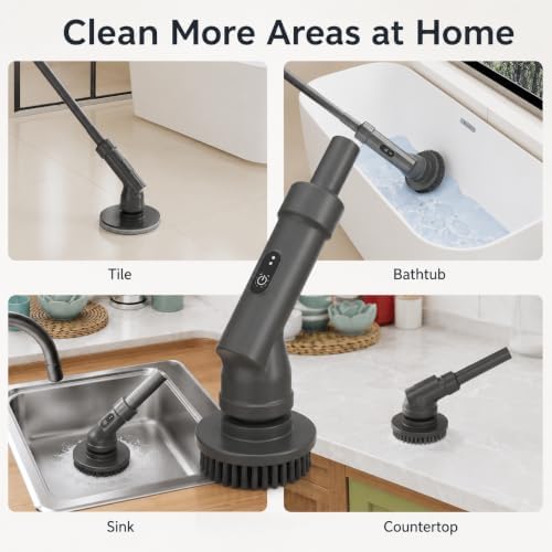 Electric Spin Scrubber Cordless with Extendable Handle