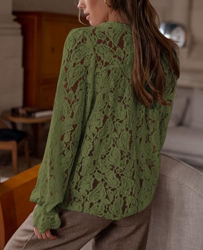PRETTYGARDEN Women's Fall Trendy Long Sleeve Lace Tops