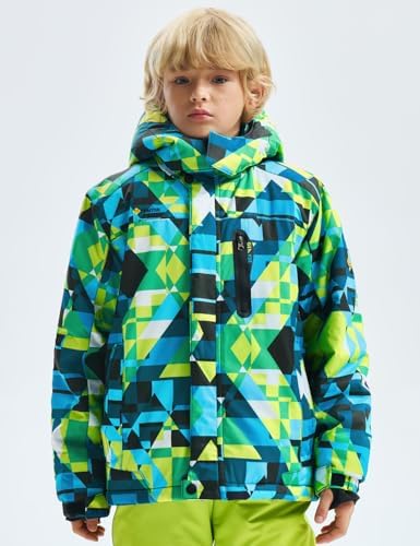 GEMYSE Boy's Waterproof Ski Snow Jacket Fleece Kids Winter Coat with Hood