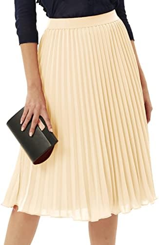 GRACE KARIN Pleated Midi Skirt for Women Chiffon A-Line Outfits