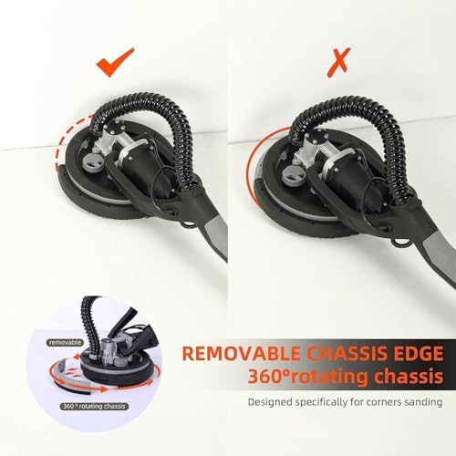 GarveeTech Drywall Sander, 750W Electric Drywall Sander 6.5A, 7 Variable Speed 900-1800 RPM Sander with LED Light, 14 Pcs Sanding discs, with Extendable Handle and Carrying Bag