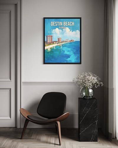 Destin Beach Florida Wall Art Print Poster, US Vintage Retro Beach Scenery Posters Prints for Restroom Home Picture Painting Artwork Gallery 219 (Destin Beach Florida, 24 x 36 inches, Unframed)