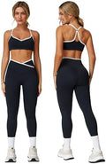 ABOCIW Workout Sets for Women 2 Piece Color Block Strappy Sports Bra High Waist Shorts Gym Yoga Pilates Outfits
