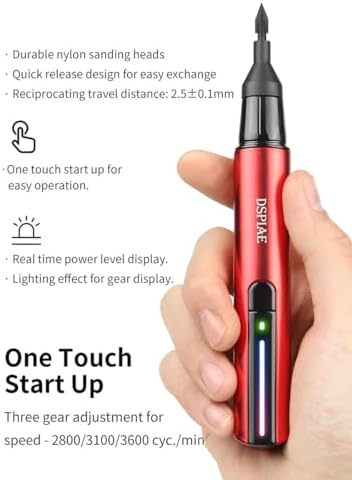 Electric Reciprocating Sander – Precision Multi-Speed Sanding Tool with Fine Sandpaper for Crafts, Miniatures, Jewelry, Woodworking, Resin Kits, Model Automotive Detailing, DIY & Hobbyists