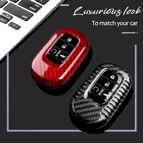 T-carbon Key Fob Cover Compatible with Honda Key Case | Real Carbon Fiber Key Shell fits for Honda Civic Type R Accessories Accord HR-V CR-V Pilot Sport SI EX EX-L Accessories,Black