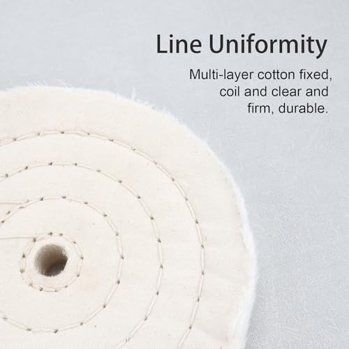 SCOTTCHEN Cotton Buffing Wheel 6 inch Extra Thick Spiral Sewn Polishing Pad for Bench Grinder Tool with 1/2" Arbor Hole(70 Ply) 1PCS
